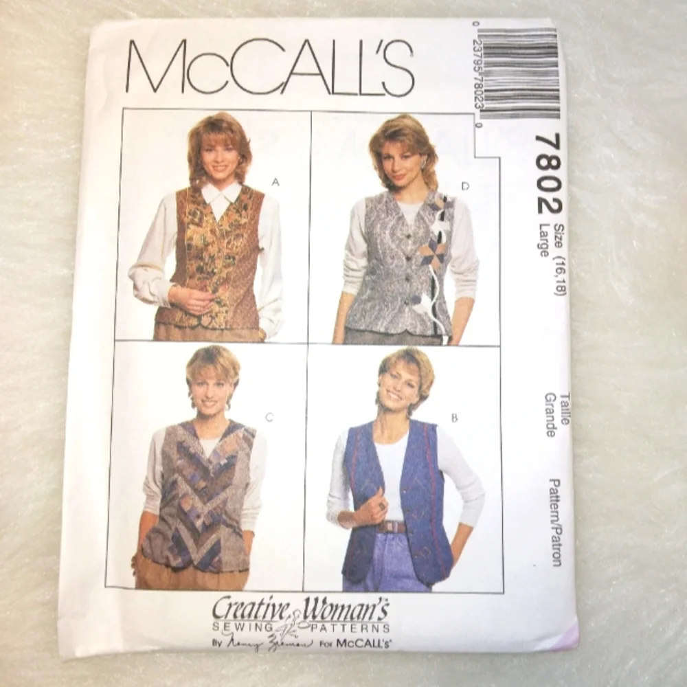 McCall's 7802 Misses' vests variations Size 16-18